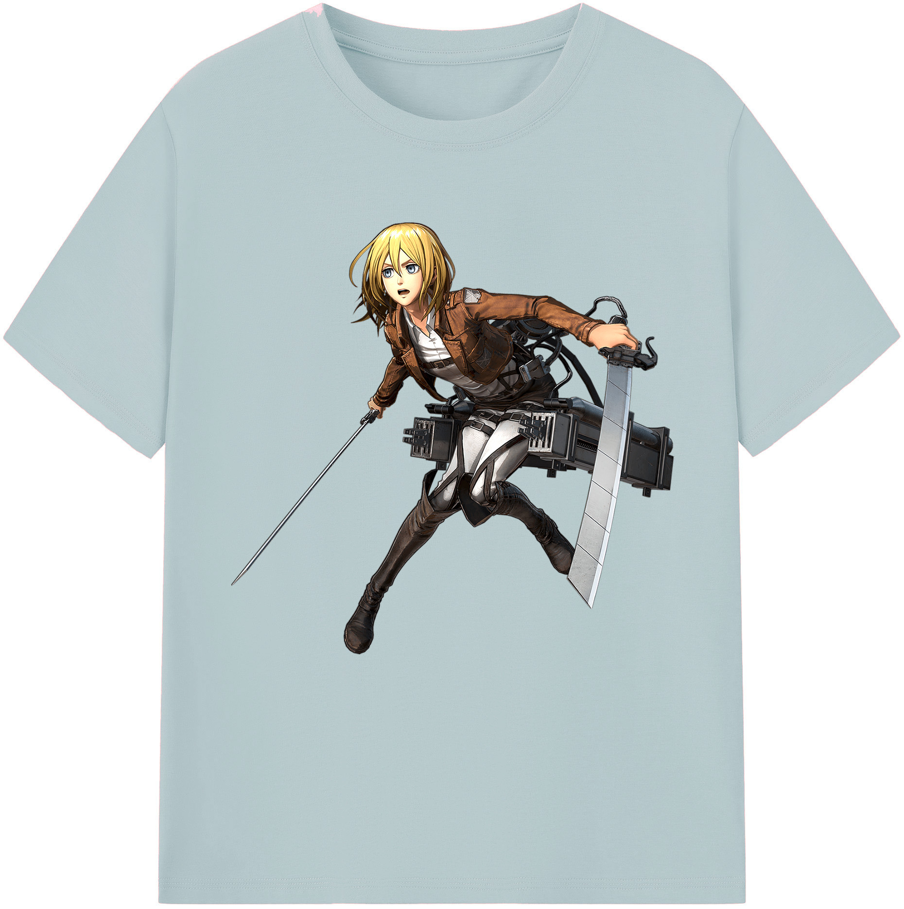 （画像用） 進撃の巨人 クリスタ·レンズ Attack on Titan Christa Lenz 綿100％半袖Tシャツ（フロントプリント）